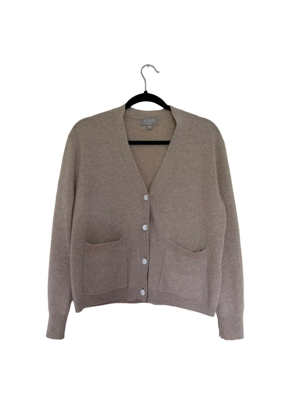 J.Crew Relaxed 100% Cashmere V-Neck Cardigan in Heather Camel - Picture 2 of 6